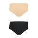 Bye Bra - Culotte Haute Invisible Nude + Noir S