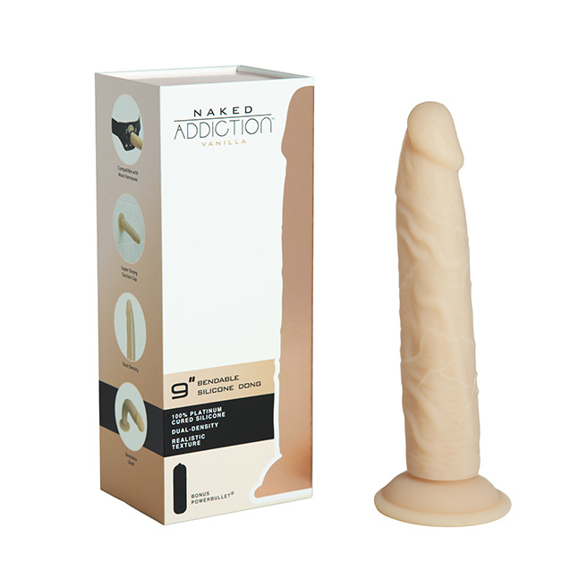 Naked Addiction - Gode pliable double densité en silicone 22,8 cm Vanille