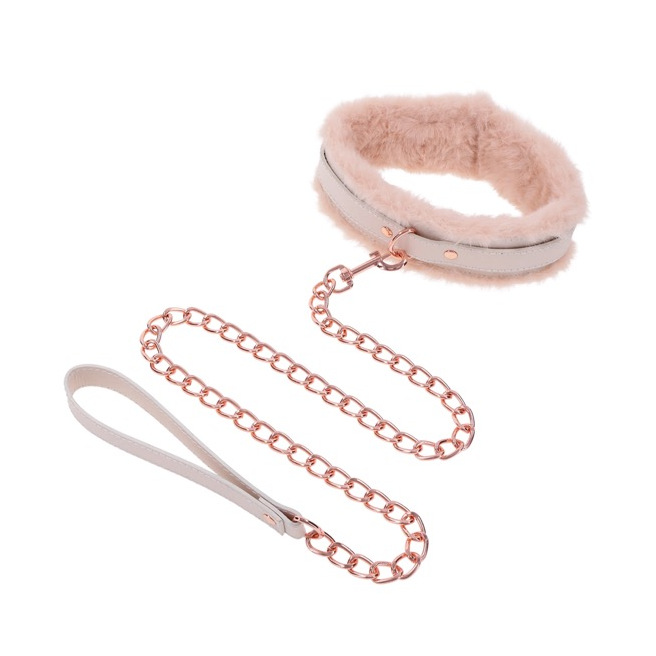 Sportsheets - S&M Peaches ‘n CreaMe Fur Collar & Leash Cream