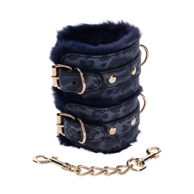 Sportsheets - Cougar Fur Handcuffs Blue