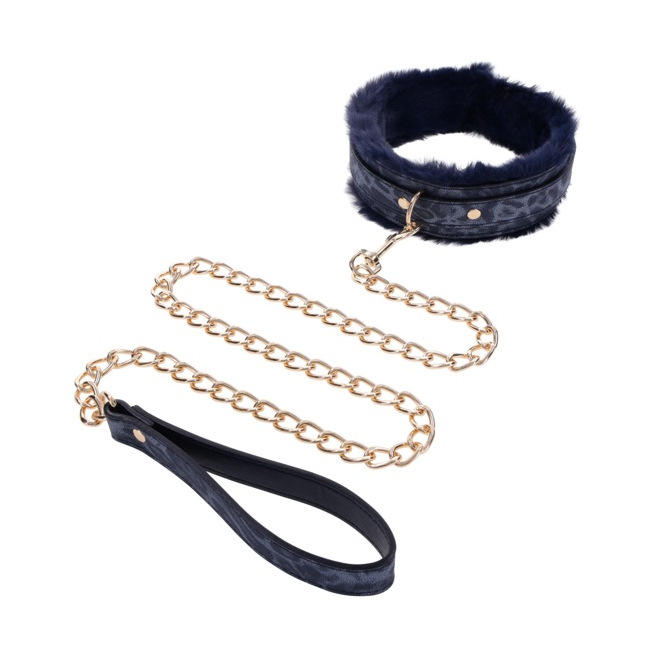 Sportsheets - Cougar Fur Collar & Leash Blue